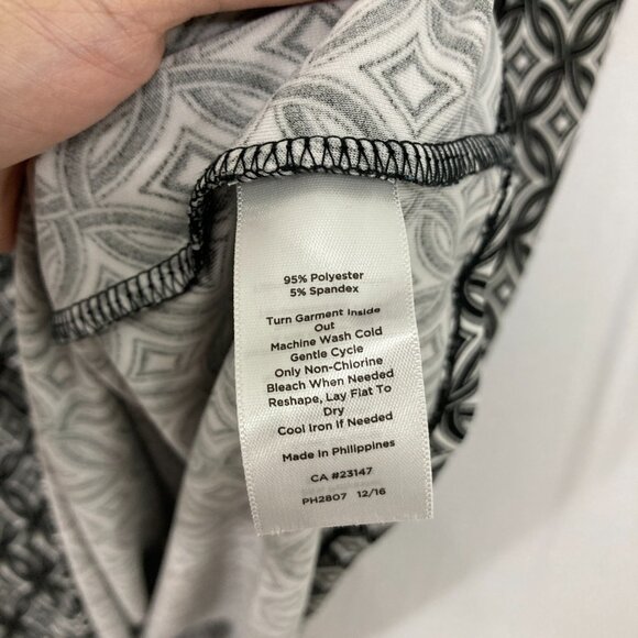 Talbots 3X Black White Geometric Print Ruched Sleeveless Stretch Dress Office - Picture 8 of 10